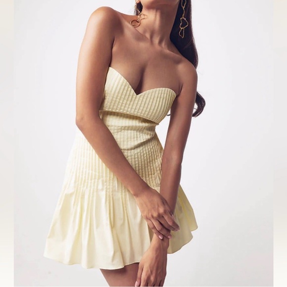 NEW MANNATT GUPTA Strapless Mini Dress in Yellow Women's Small - Picture 2 of 9